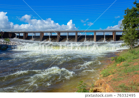 Thailand, Hydroelectric Power, River, Running, Concrete 76332495