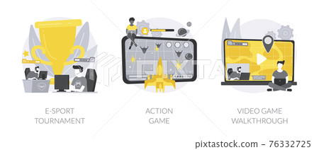 Popular pc game abstract concept vector illustrations. Popular pc game abstract concept vector illustrations. 76332725