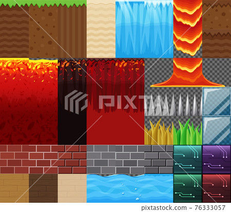 Side-scrolling game terrain_ground illustration material set Side-scrolling game terrain_ground illustration material set 76333057