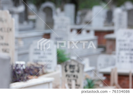 Blurred Muslim graveyard background. Muslim cemetery background. 76334086