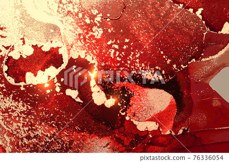 Red, black and gold abstract alcohol ink marble texture Red, black and gold abstract alcohol ink marble texture 76336054