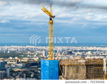 above view of construction of multistorey building above view of construction of multistorey building 76336098
