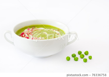 Pea soup isolated on white background Pea soup isolated on white background 76336758