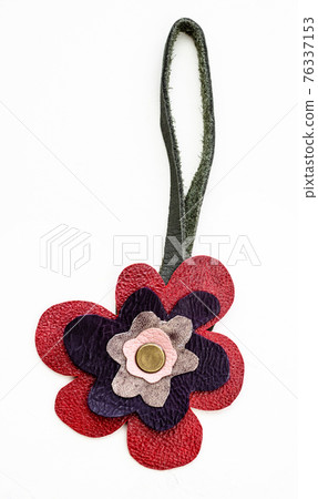flower shaped handmade leather keychain 76337153
