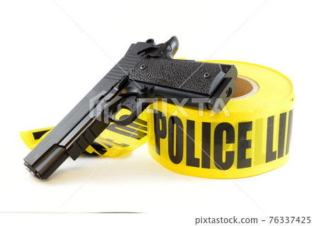 Police Tape and Gun Police Tape and Gun 76337425