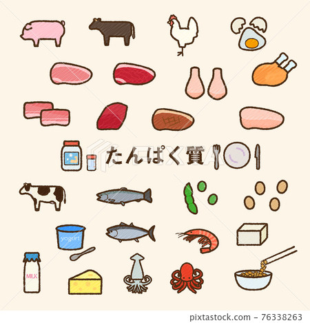 蛋白質食品插圖集手寫風格 蛋白質食品插圖集手寫風格 76338263
