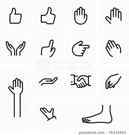Hand poses, signs, gestures and foot 76338483