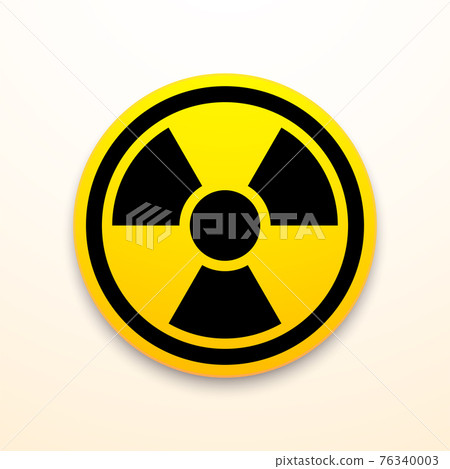 Yellow and black radiation symbol isolated on white background 76340003