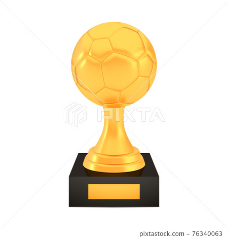 Winner football cup award on stand with empty plate, golden trophy logo isolated on white background Winner football cup award on stand with empty plate, golden trophy logo isolated on white background 76340063
