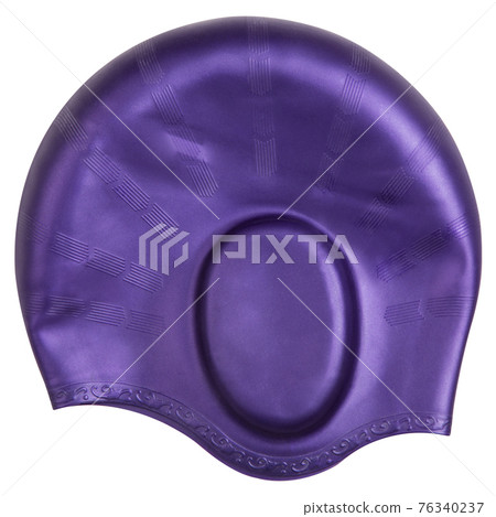lilac rubber swimming cap, on a white background, swimmer headdress 76340237