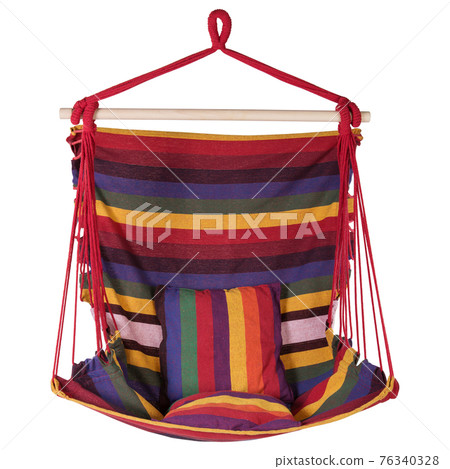 fabric hammock chair with red and yellow stripes, on a white background, front location 76340328