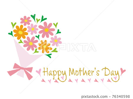 Mother's Day Message Card_Bouquet_Happy Mother's Day_Hand-painted Crayon Touch 76340598