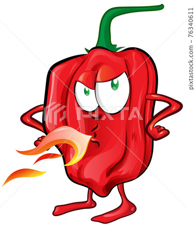 red habanero mascot character with flames 76340611