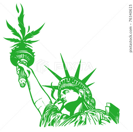 Statue of liberty with hemp leaf with joint. illustration vector Statue of liberty with hemp leaf with joint. illustration vector 76340615