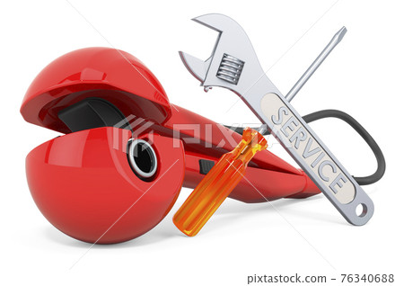 Service and repair of Hair Curler, Professional Automatic Steam Ceramic Curling Wand. 3D rendering 76340688