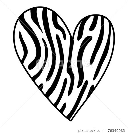 Camo jungle heart icon, hand drawn and outline style 76340983