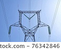 High voltage electrical power distribution turret over clear sky 76342846