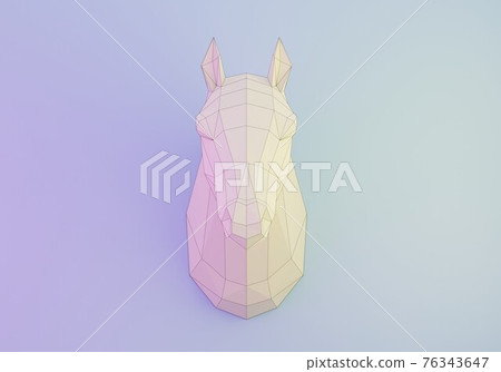 Paper sculpture of a polygonal Horse, folded paper animal trophy, papercraft, 3d render Paper sculpture of a polygonal Horse, folded paper animal trophy, papercraft, 3d render 76343647