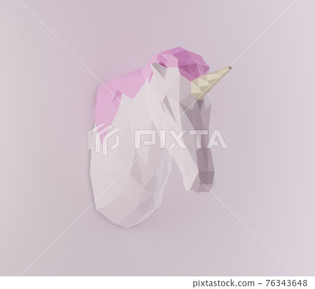 Paper sculpture of a polygonal Unicorn, folded paper animal trophy, papercraft, 3d render Paper sculpture of a polygonal Unicorn, folded paper animal trophy, papercraft, 3d render 76343648