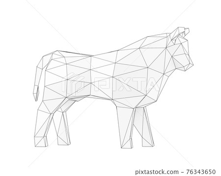 Sculpture of a low poly Bull, low polygon animal, 3d render Sculpture of a low poly Bull, low polygon animal, 3d render 76343650