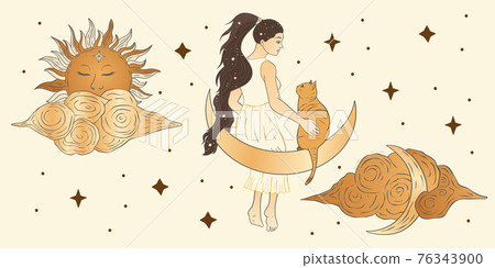 Celestial girl cat d astrology woman. 76343900