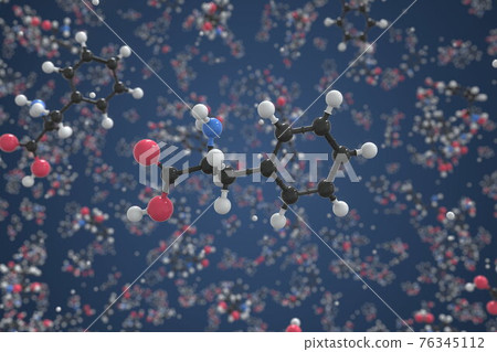 Phenylalanine molecule, ball-and-stick molecular model. Chemical 3d rendering 76345112