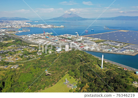 From the sky above Kinkowan Park in Kagoshima City From the sky above Kinkowan Park in Kagoshima City 76346219