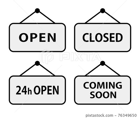 OPEN, CLOSED, 24h OPEN, COMING SOON (hanging guide plate) 76349650