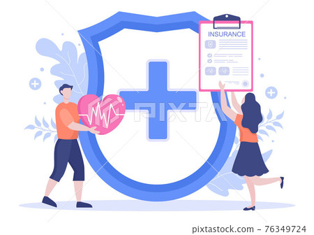 Family Health and Life insurance Flat Vector illustration for Healthcare, Finance And Medical Service 76349724