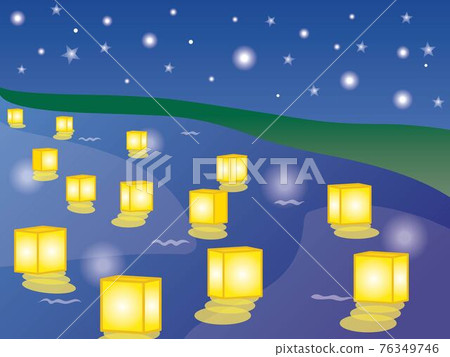 Illustration of lantern sink in the starry sky background 76349746