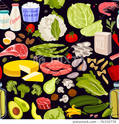 Healthy nutrition. Organic farmer vegetables, meat, eggs, dairy, mushrooms and seafood. Healthy nutrition. Organic farmer vegetables, meat, eggs, dairy, mushrooms and seafood. 76350776
