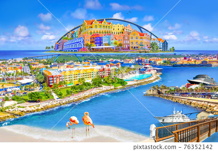 Aerial panorama of Willemstad town in Curacao Aerial panorama of Willemstad town in Curacao 76352142