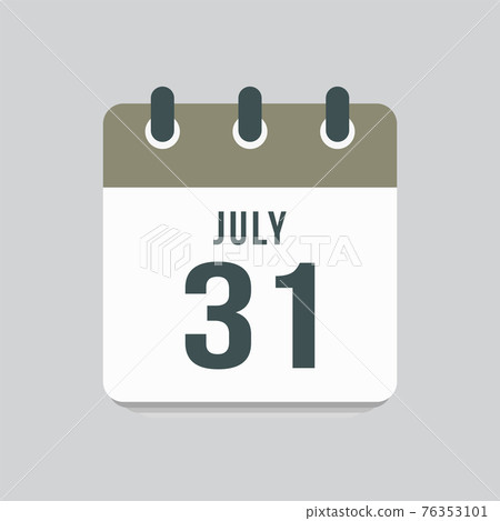 Icon day date 31 July, template calendar page Icon day date 31 July, template calendar page 76353101