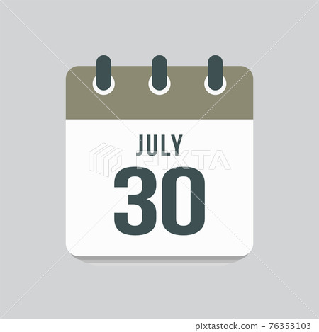 Icon day date 30 July, template calendar page Icon day date 30 July, template calendar page 76353103
