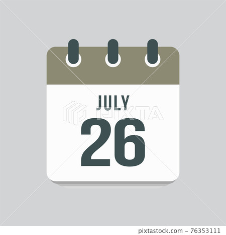 Icon day date 26 July, template calendar page - Stock Illustration ...