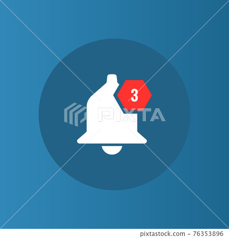 Bell Notification icon. Social Media element User Interface sign. Flat and solid color vector illustration. Bell Notification icon. Social Media element User Interface sign. Flat and solid color vector illustration. 76353896