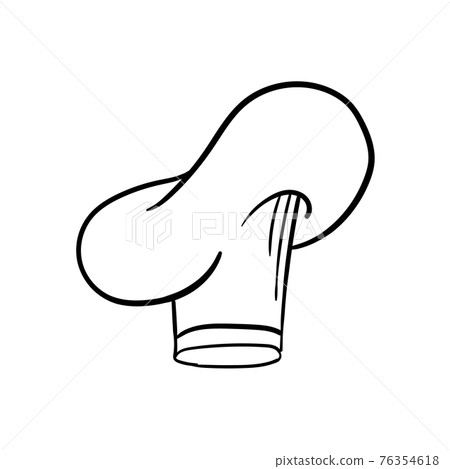 Cook chef hat or cap in outline sketch cartoon style. Coloring vector hand drawn kitchen staff uniform headwear for restaurant or cafe 76354618