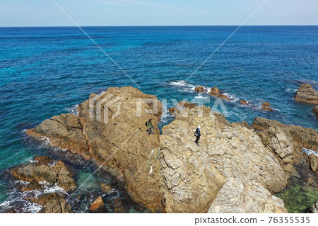 Aerial view of the beautiful sea at the northern end of Tanegashima 76355535