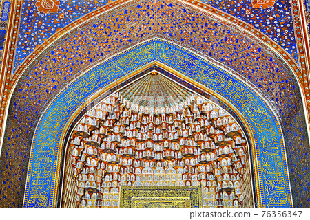 Interior of Tilya-Kori Madrasah in Samarkand, Uzbekistan 76356347