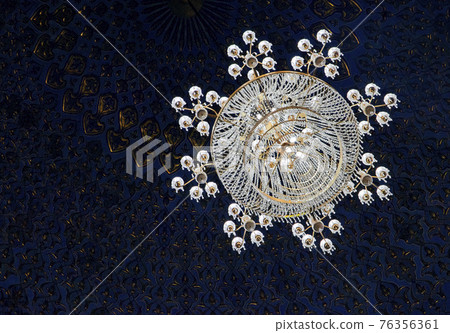 SAMARKAND, UZBEKISTAN - MAY 05, 2014: Chandelier in the Amir Temur mausoleum SAMARKAND, UZBEKISTAN - MAY 05, 2014: Chandelier in the Amir Temur mausoleum 76356361