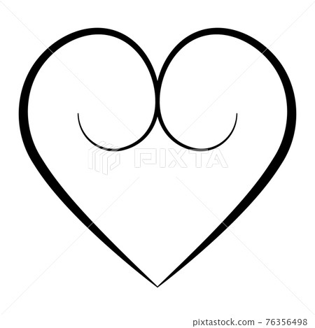 Elegant heart with calligraphic contours, vector buttocks heart shape with calligraphic swirls Elegant heart with calligraphic contours, vector buttocks heart shape with calligraphic swirls 76356498