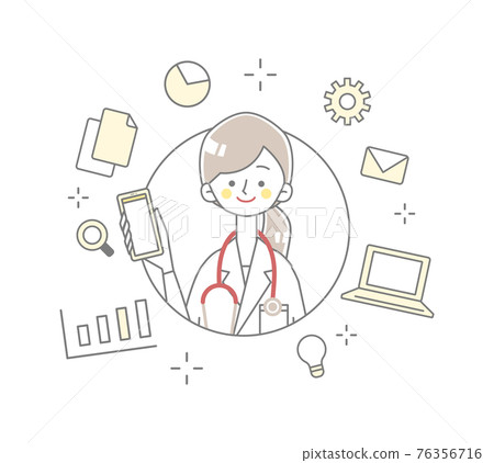 Illustration set of doctor and icon with smartphone 76356716