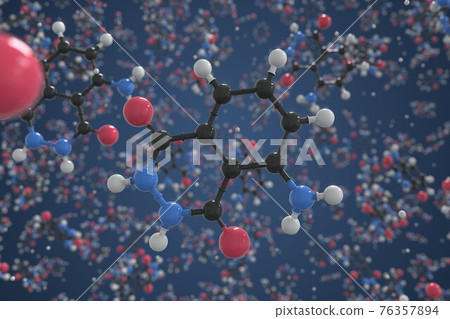 Molecule of luminol, ball-and-stick molecular model. Scientific 3d rendering Molecule of luminol, ball-and-stick molecular model. Scientific 3d rendering 76357894