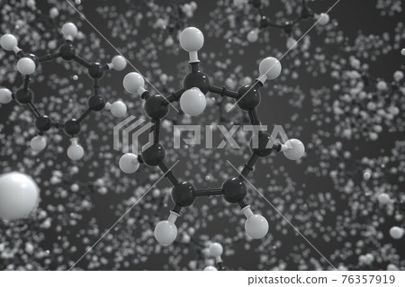 Cycloheptatriene molecule, scientific molecular model, 3d rendering Cycloheptatriene molecule, scientific molecular model, 3d rendering 76357919