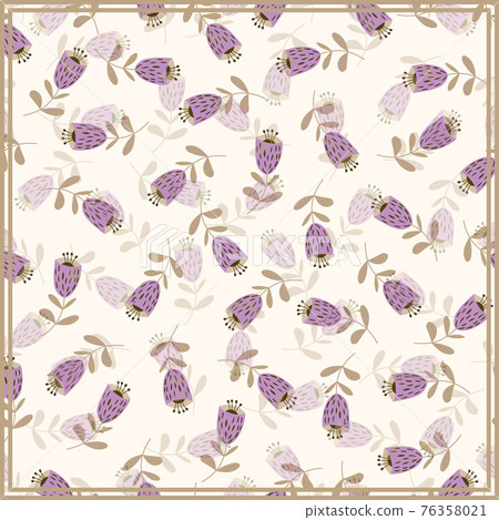 Print for kerchief, bandana, scarf, handkerchief, shawl, neck scarf. Squared pattern with ornament for fabric, textile, silk products. Paisley vector with flowers in nordic style.Floral folk tracery. Print for kerchief, bandana, scarf, handkerchief, shawl, neck scarf. Squared pattern with ornament for fabric, textile, silk products. Paisley vector with flowers in nordic style.Floral folk tracery. 76358021