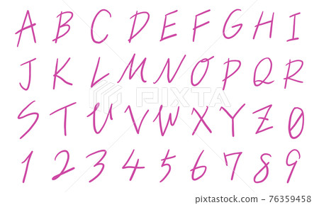 Set of pink numbers and uppercase alphabet (pen) 76359458