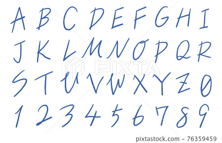 Set of blue numbers and uppercase alphabet (pen) Set of blue numbers and uppercase alphabet (pen) 76359459