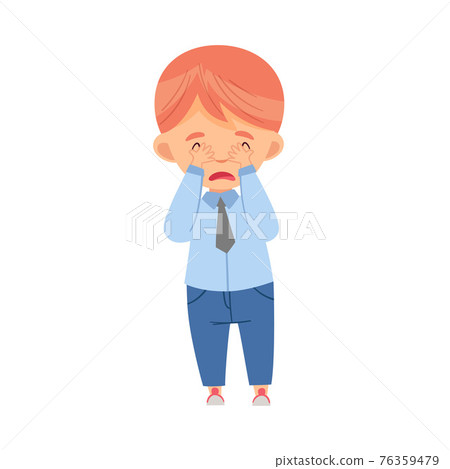 Bullied Boy Crying Suffering from Mockery and Sneer at School Vector Illustration Bullied Boy Crying Suffering from Mockery and Sneer at School Vector Illustration 76359479