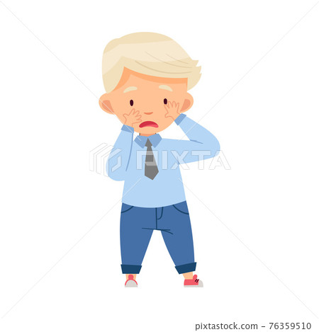 Bullied Boy Standing Suffering from Mockery and Sneer at School Vector Illustration 76359510
