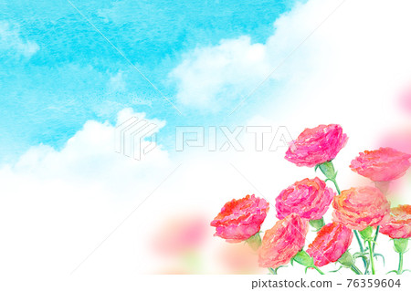 康乃馨母親節水彩插圖 康乃馨母親節水彩插圖 76359604
